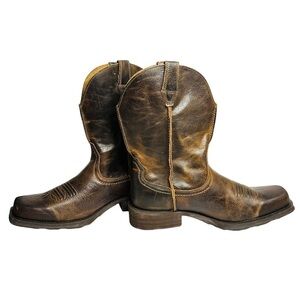 Ariat Men’s Rambler Wicker Square Toe Brown‎ Leather Boots Size 9.5 D